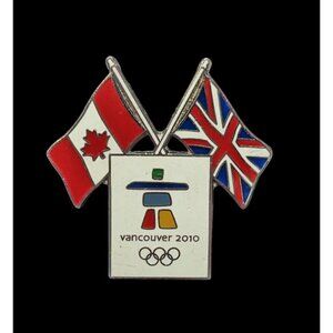 Vancouver 2010 Olympics Canada & UK Crossed Flags Pin Limited Edition